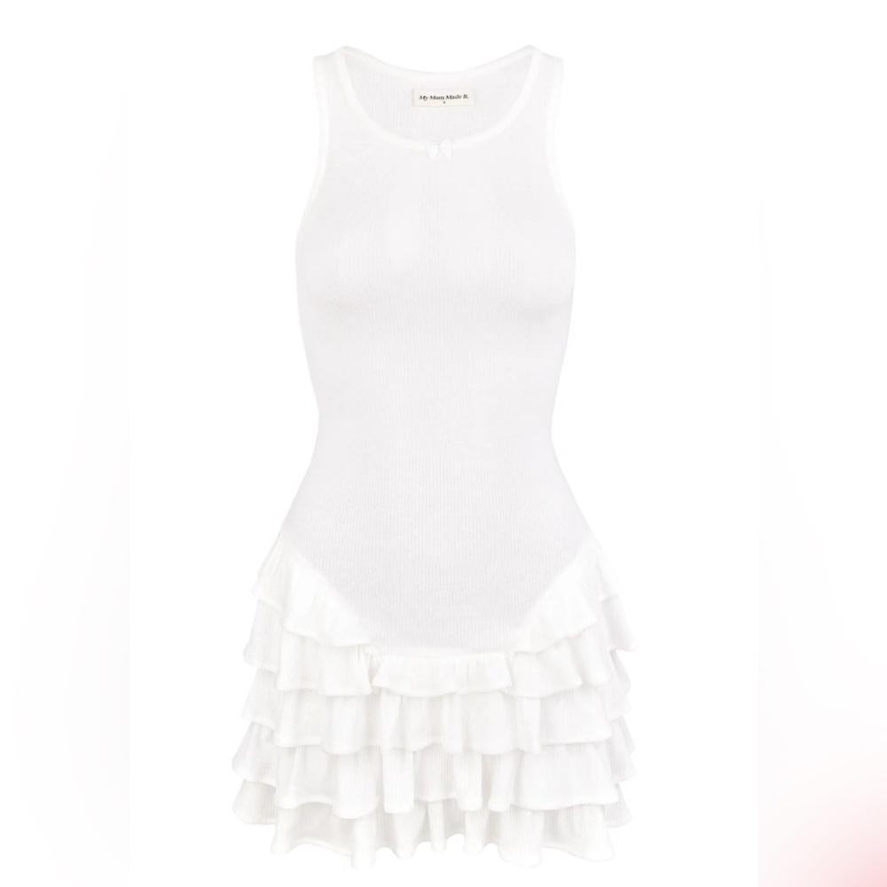 Elegant White Ruffle Mini Dress